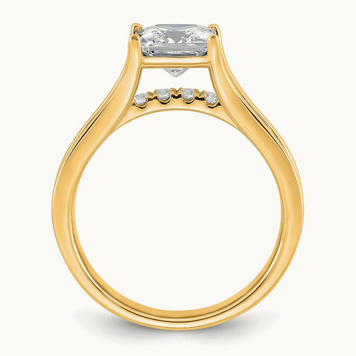 Princess Engagement Ring, 1.75-3.00 ct tw Lab-Grown Diamond — 1 7/8 ct, 14K Yellow Gold