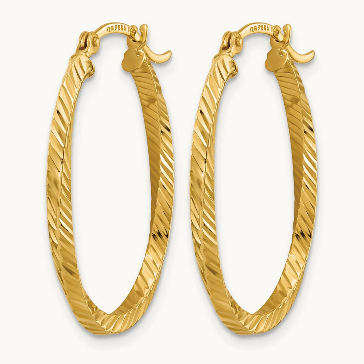 Twisted 2.5x20x29mm Oval Hoop Earrings, 14K