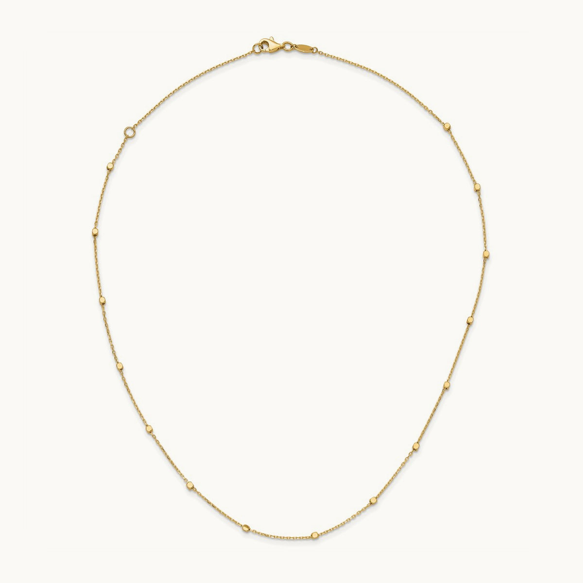 Polished Cube Stations with 2in extension Necklace — 14K Yellow Gold
