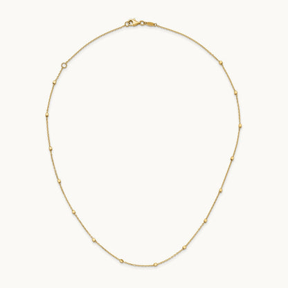 Polished Cube Stations with 2in extension Necklace — 14K Yellow Gold