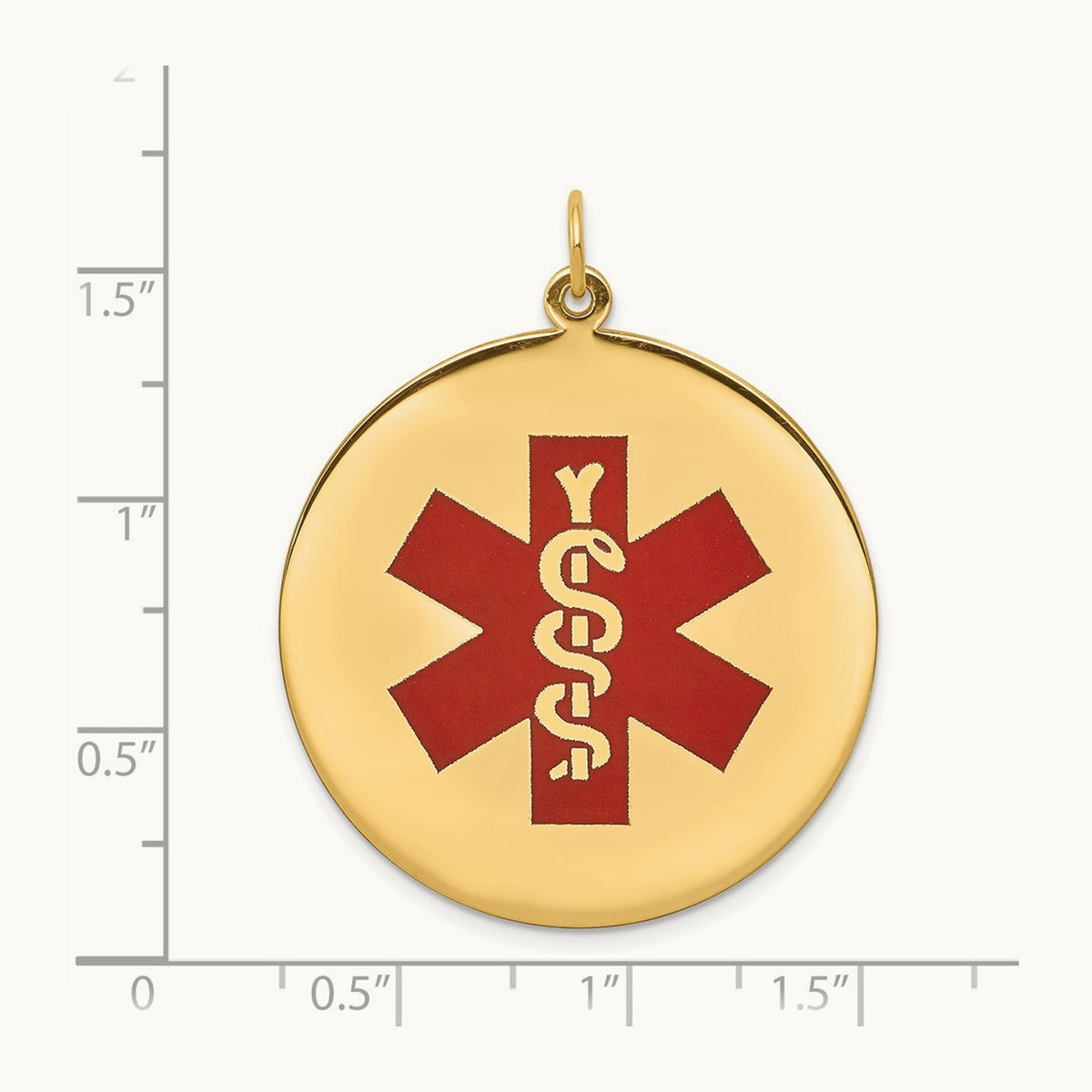 Red Enamel Medical Jewelry Pendant, 14K