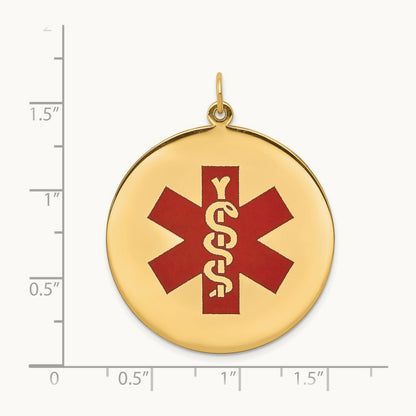 Red Enamel Medical Jewelry Pendant, 14K