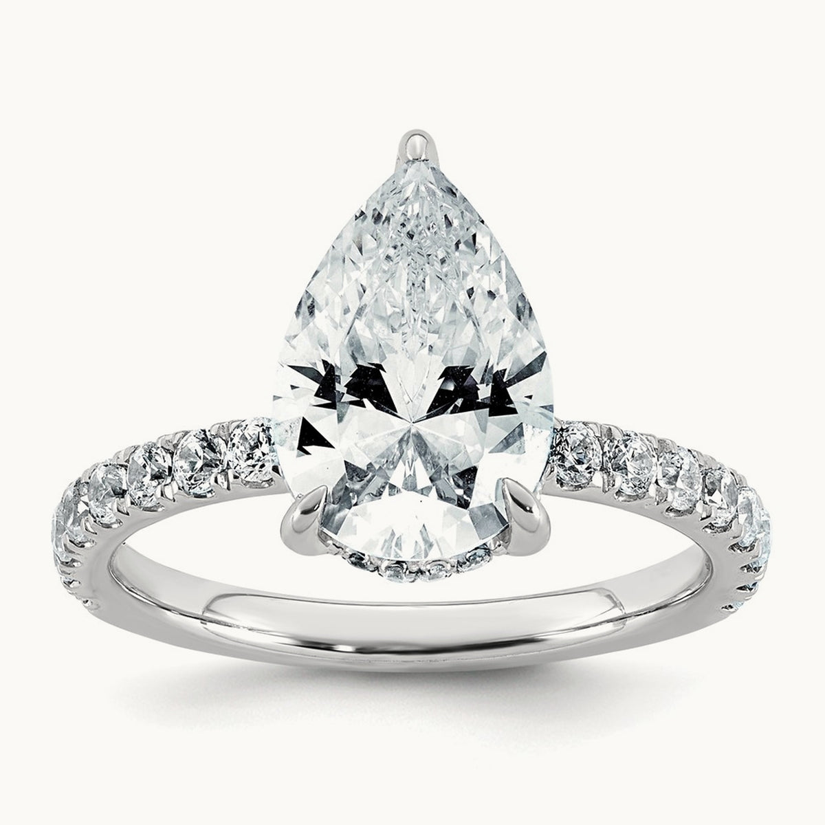 Pear Solitaire Engagement Ring, 1.25-4.75 ct tw Lab-Grown Diamond — 3 1/2 ct, 14K White Gold