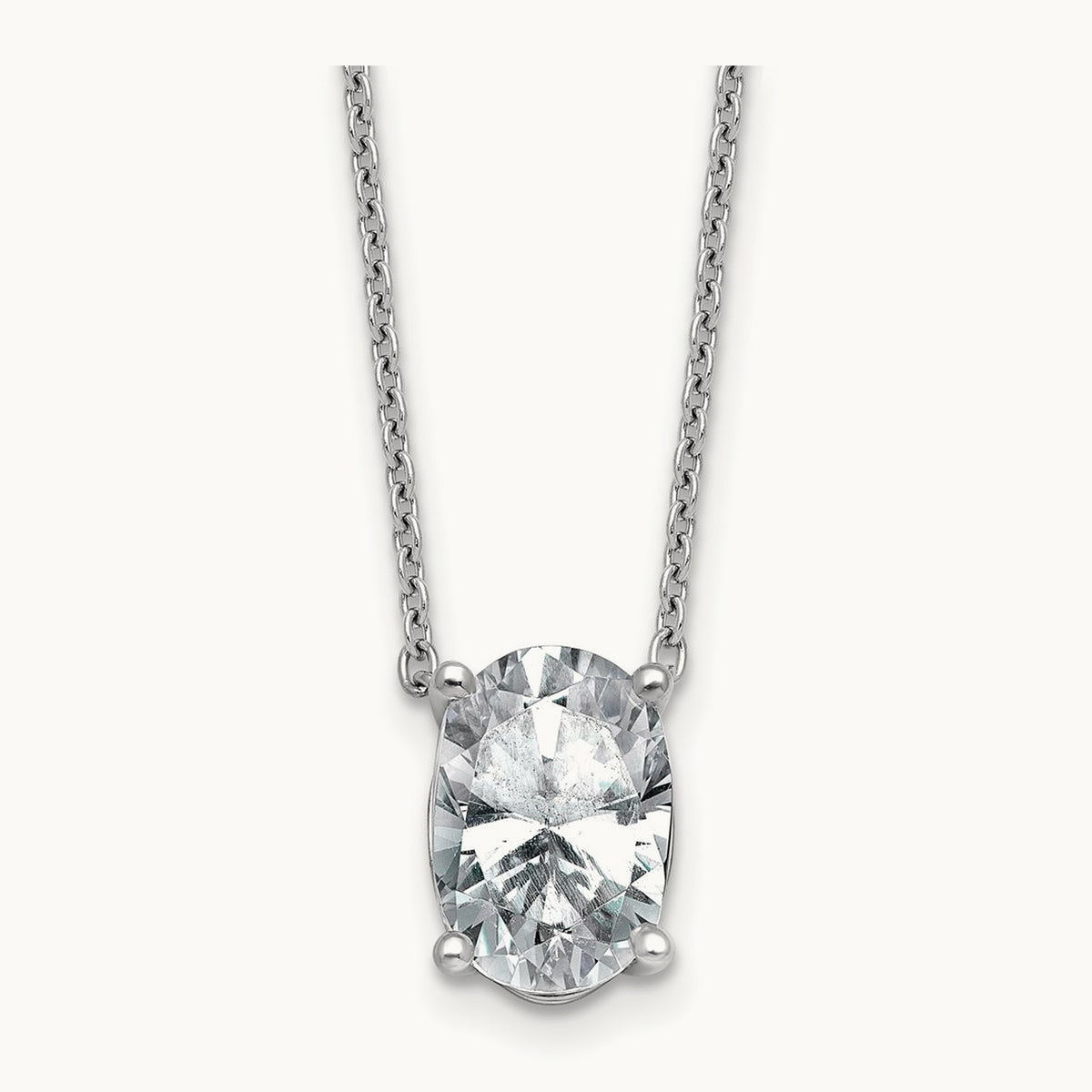 Oval Pendant Necklace, 0.25-4.00 ct tw Lab-Grown Diamond — 3 1/2 ct, 14K White Gold