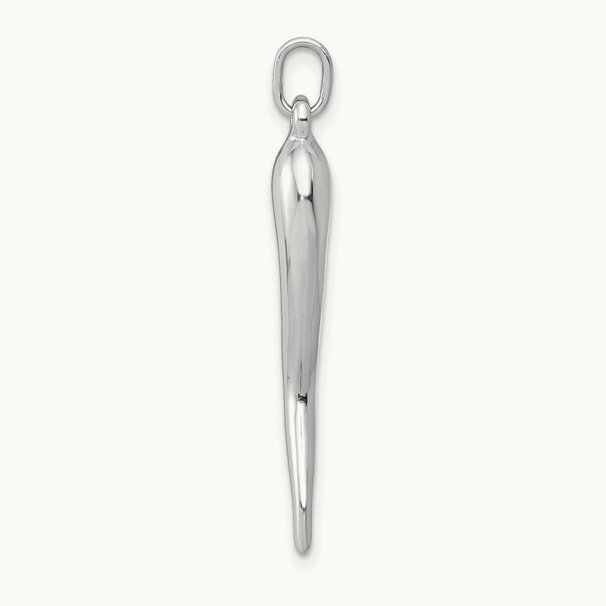 3D Italian Horn Charm — 14K White Gold, 35mm