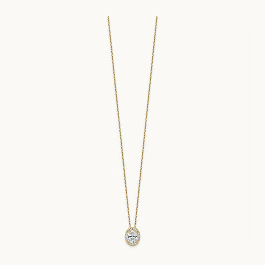 Halo Pendant Necklace, 2.50 ct tw Lab-Grown Diamond — 14K Yellow Gold, One Size