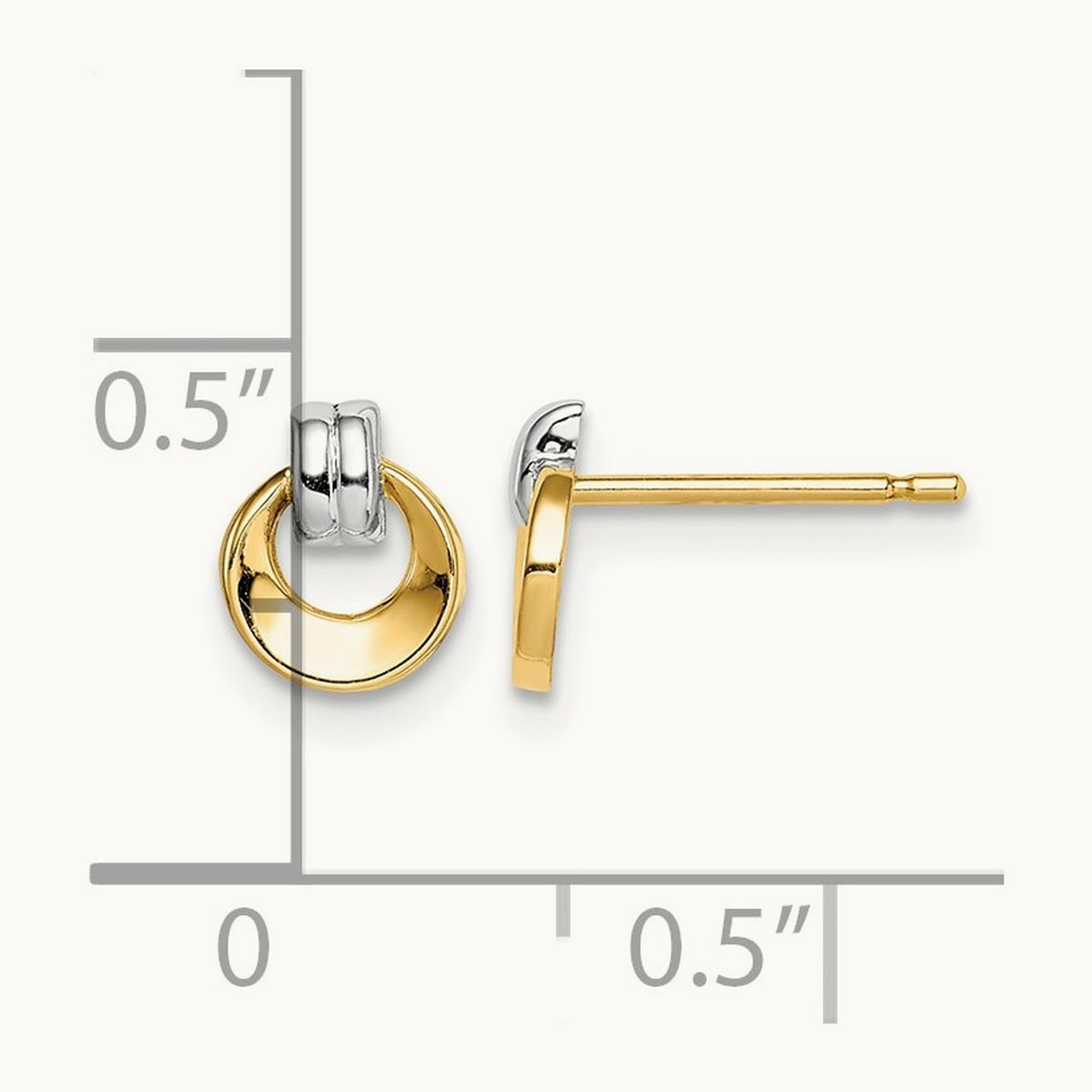 w/Rhodium Madi K Circle Post Earrings, 14K
