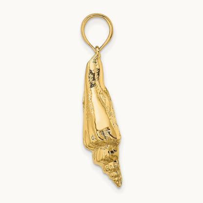 Polished Elongated Shell Charm, 14K