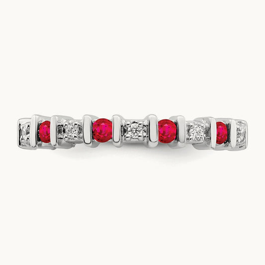 Ruby and Diamond Band, 14K White Gold