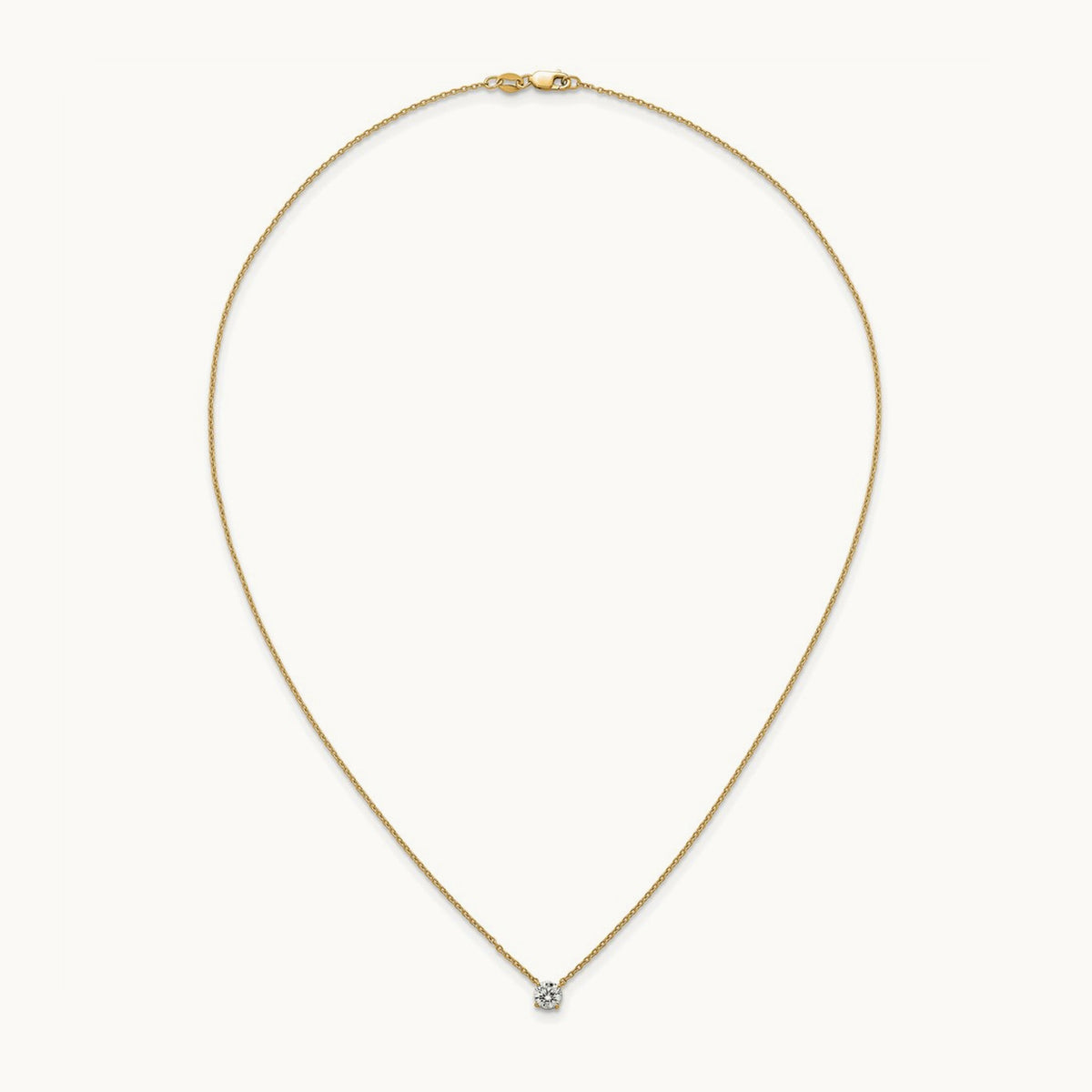 Four-Prong Solitaire Necklace, 0.50-4.00 ct tw Lab-Grown Diamond — 14K Yellow Gold
