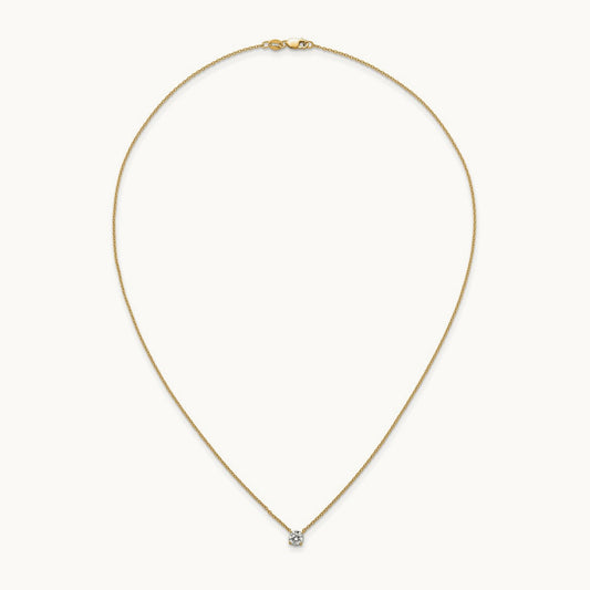 Four-Prong Solitaire Necklace, 0.50-4.00 ct tw Lab-Grown Diamond — 14K Yellow Gold