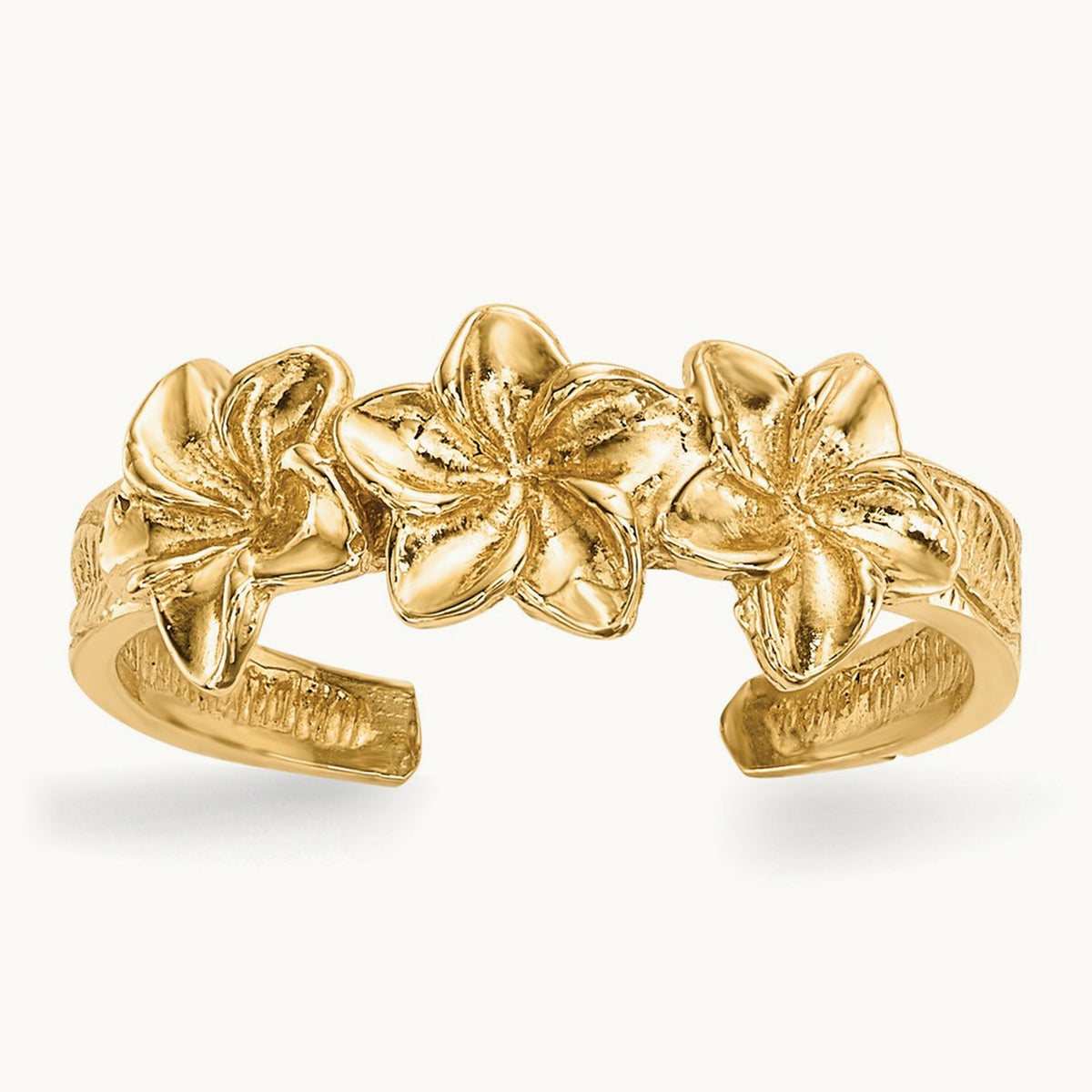 Polished Flowers Toe Ring, 14K