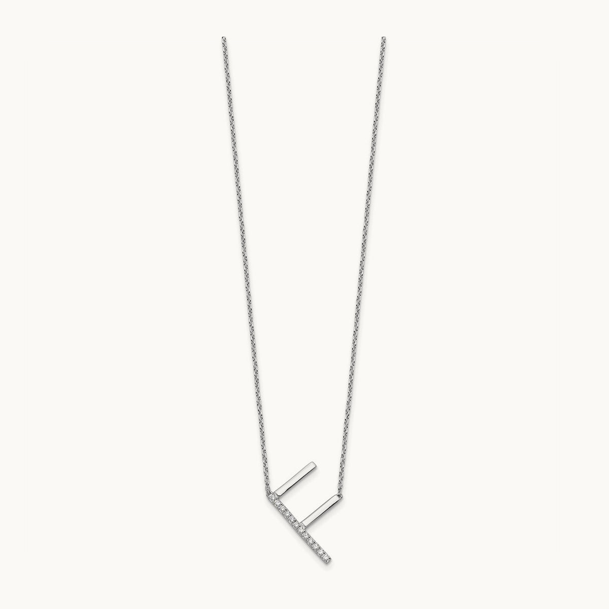 Sideways Diamond Necklace — 14K White Gold, F