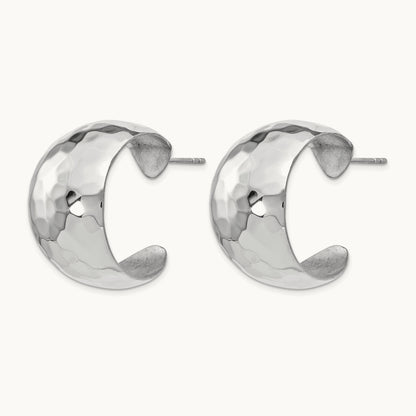 RH-plated Polished Hammered Post Earrings, Sterling Silver — Leslie's