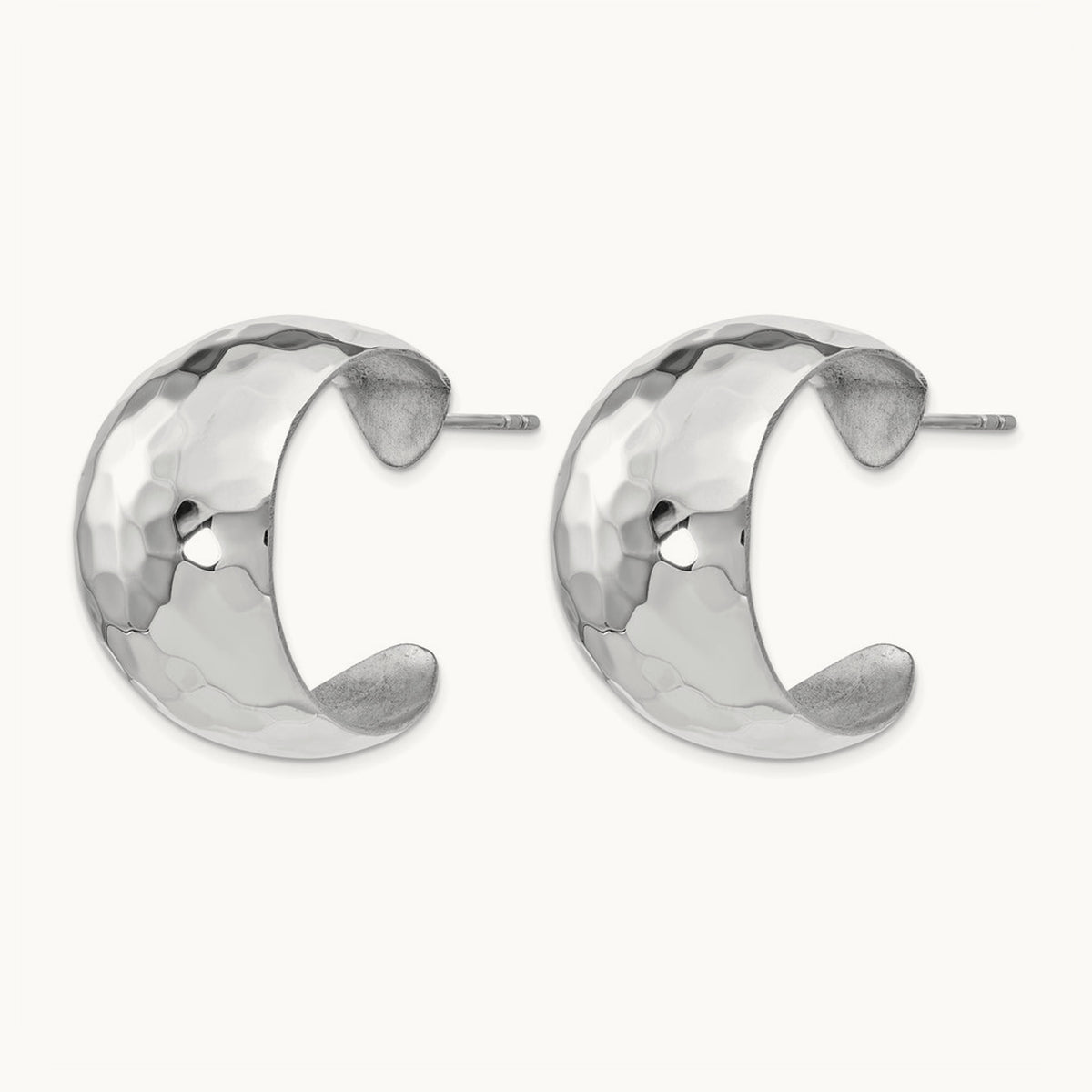 RH-plated Polished Hammered Post Earrings, Sterling Silver — Leslie's