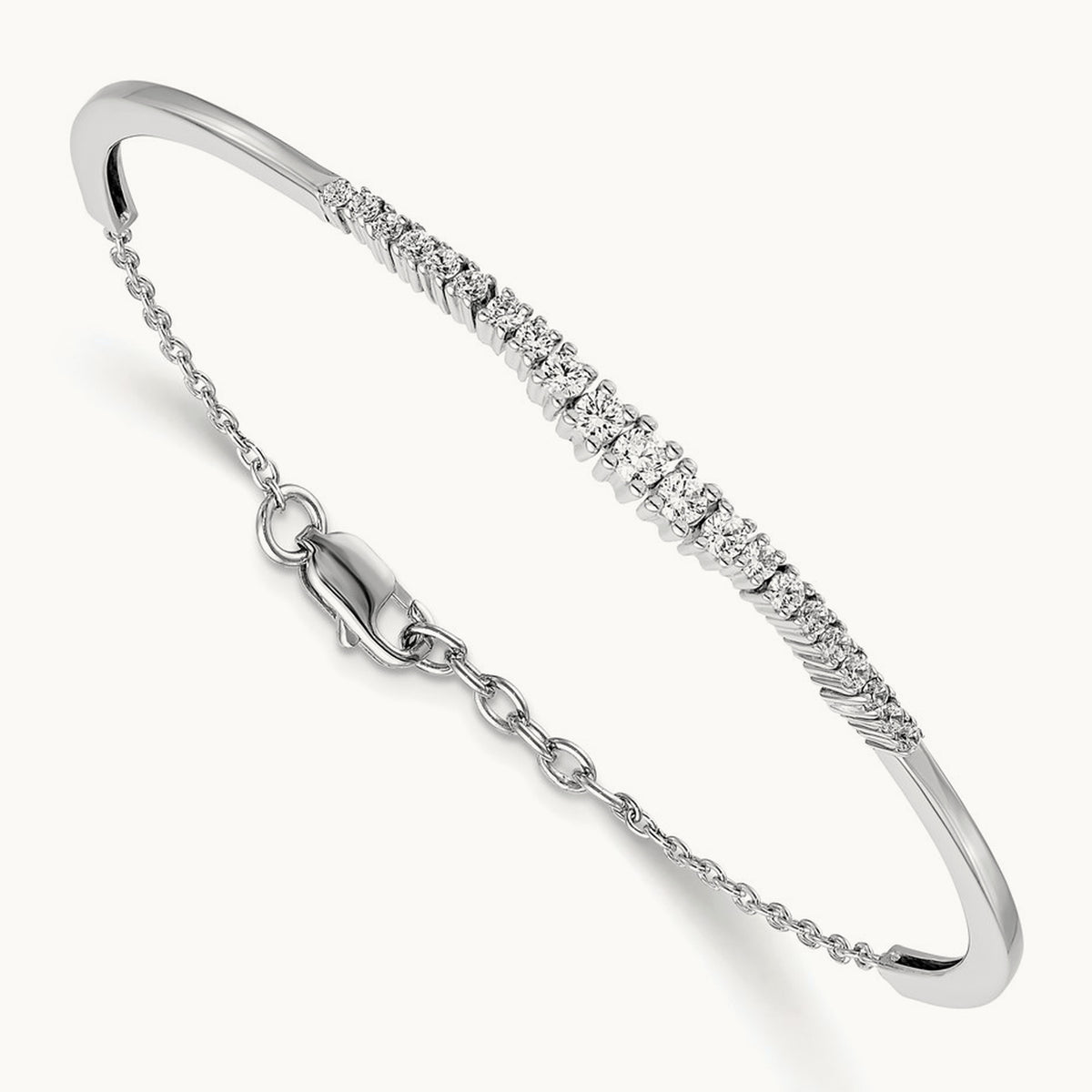 Graduated Bangle, 0.75 ct tw Lab-Grown Diamond — 14K White Gold