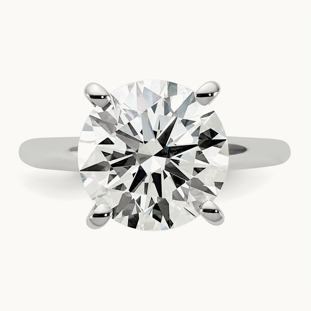 Round Solitaire Engagement Ring, 0.25-5.00 ct tw Lab-Grown Diamond — 5 ct, 14K White Gold