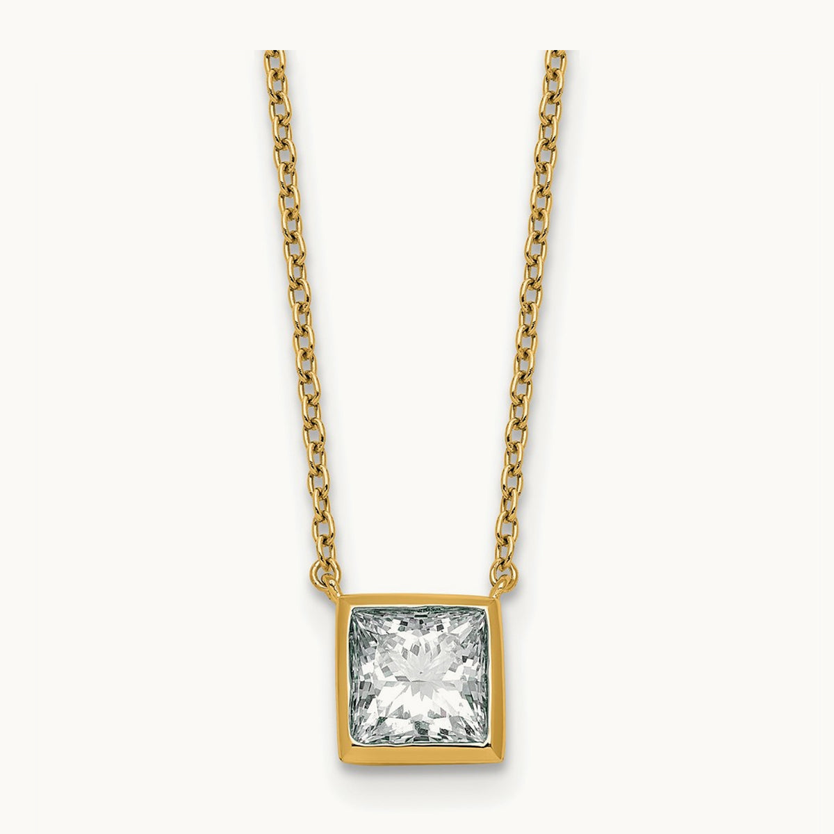 Princess Bezel Set Pendant, 1.00-4.00 ct tw Lab-Grown Diamond — 1 1/2 ct, 14K Yellow Gold
