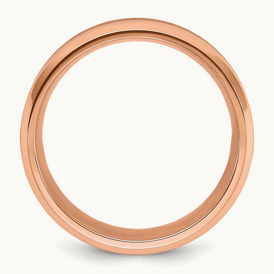 Polished Rose IP-plated Brushed Center Band, 8mm, Titanium