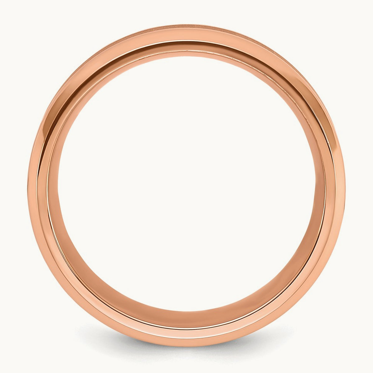 Polished Rose IP-plated Brushed Center Band, 8mm, Titanium