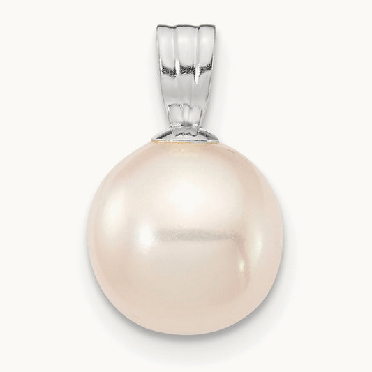 WG 8- Round White Freshwater Cultured Pearl Pendant, 14K