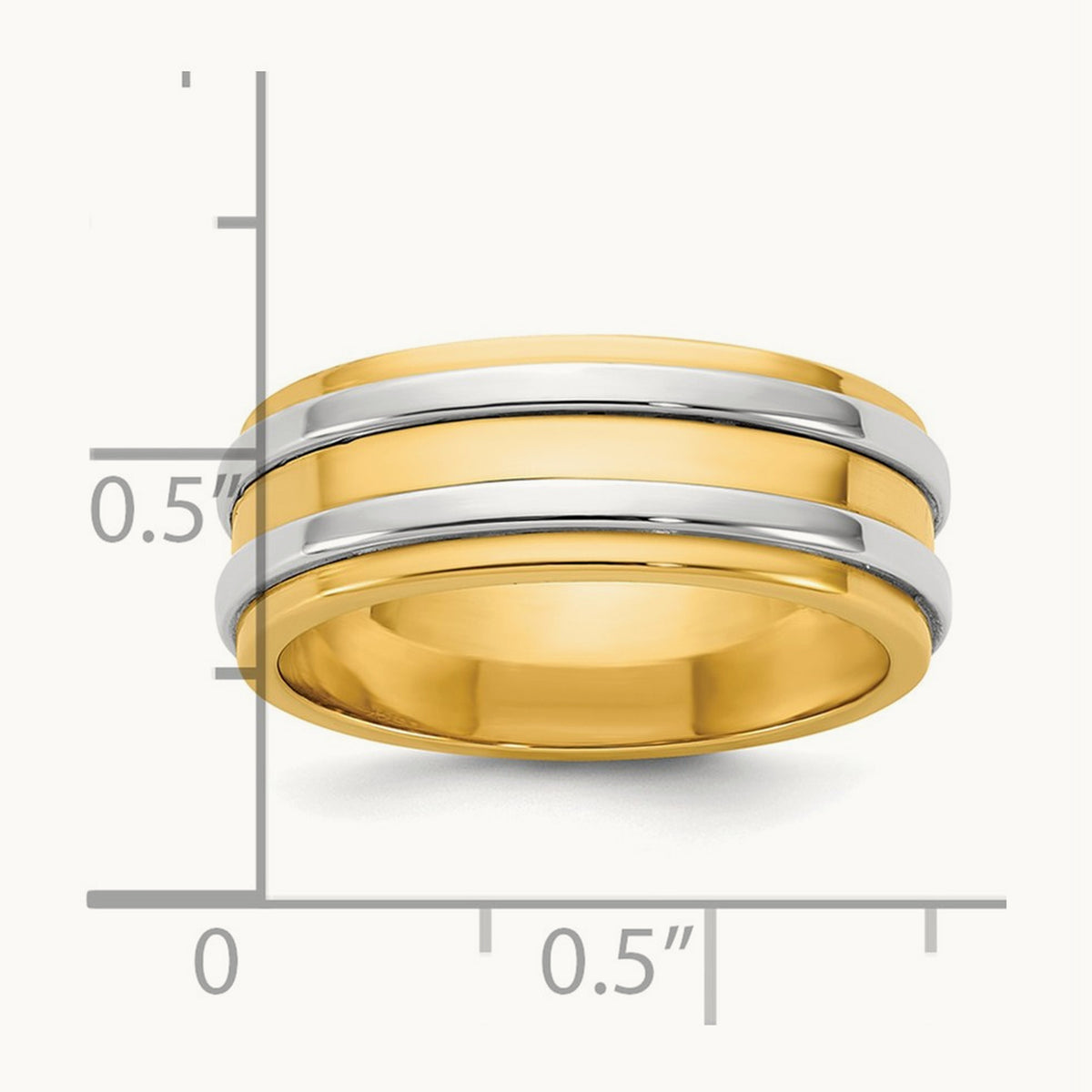 Y/W Double Banded Wedding Band, 7mm, 14K Two-tone