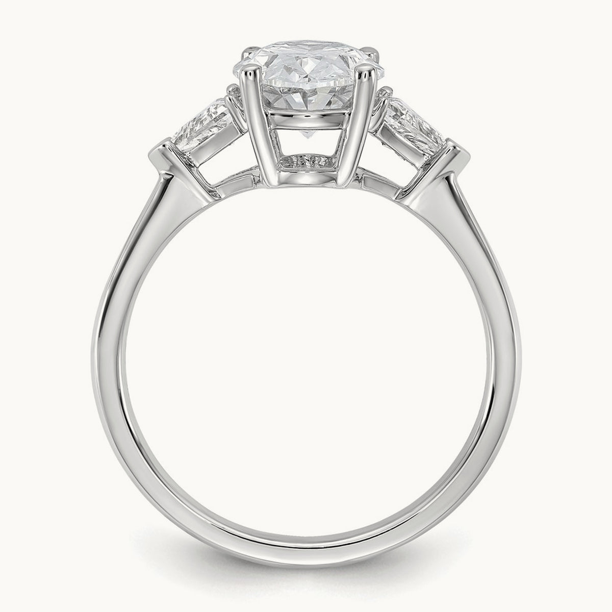 Oval & Trillion 3 Stone Engagement Ring, 1.50-4.00 ct tw Lab-Grown Diamond — 2 1/2 ct, VS/SI (Great), 14K White Gold