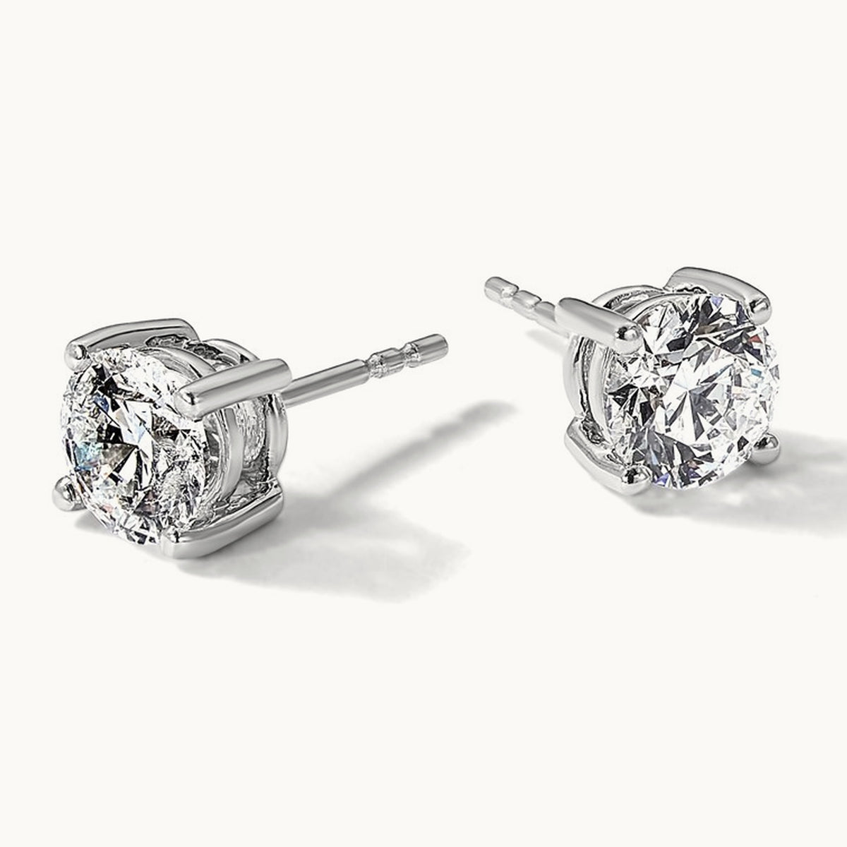 Round Heavyweight Stud Earrings, 0.10-7.00 ct tw Lab-Grown Diamond — 2 ct, 14K White Gold