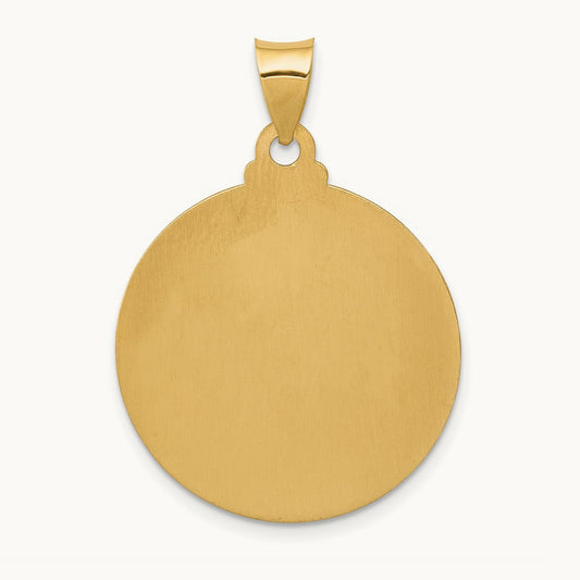 Head of Christ Medal Hollow Round Pendant, 14K