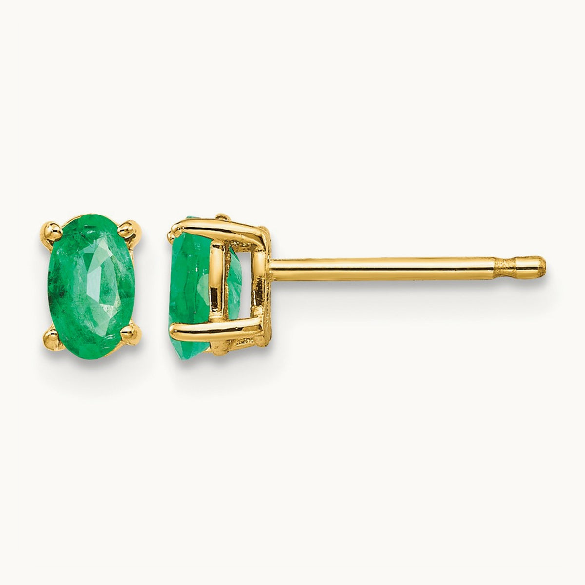 Emerald Post Earrings, 14K