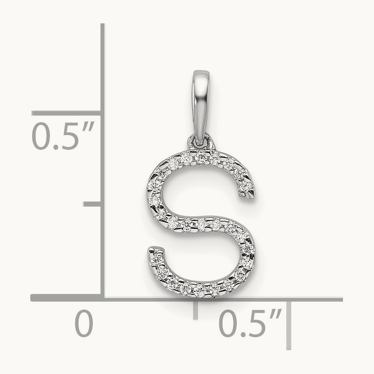 Diamond Letter S Initial Pendant, 14K White Gold