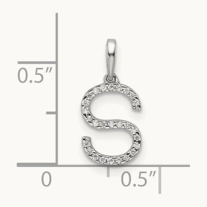 Diamond Letter S Initial Pendant, 14K White Gold