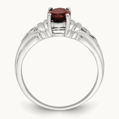 7x5mm Oval Garnet ring, 14K White Gold