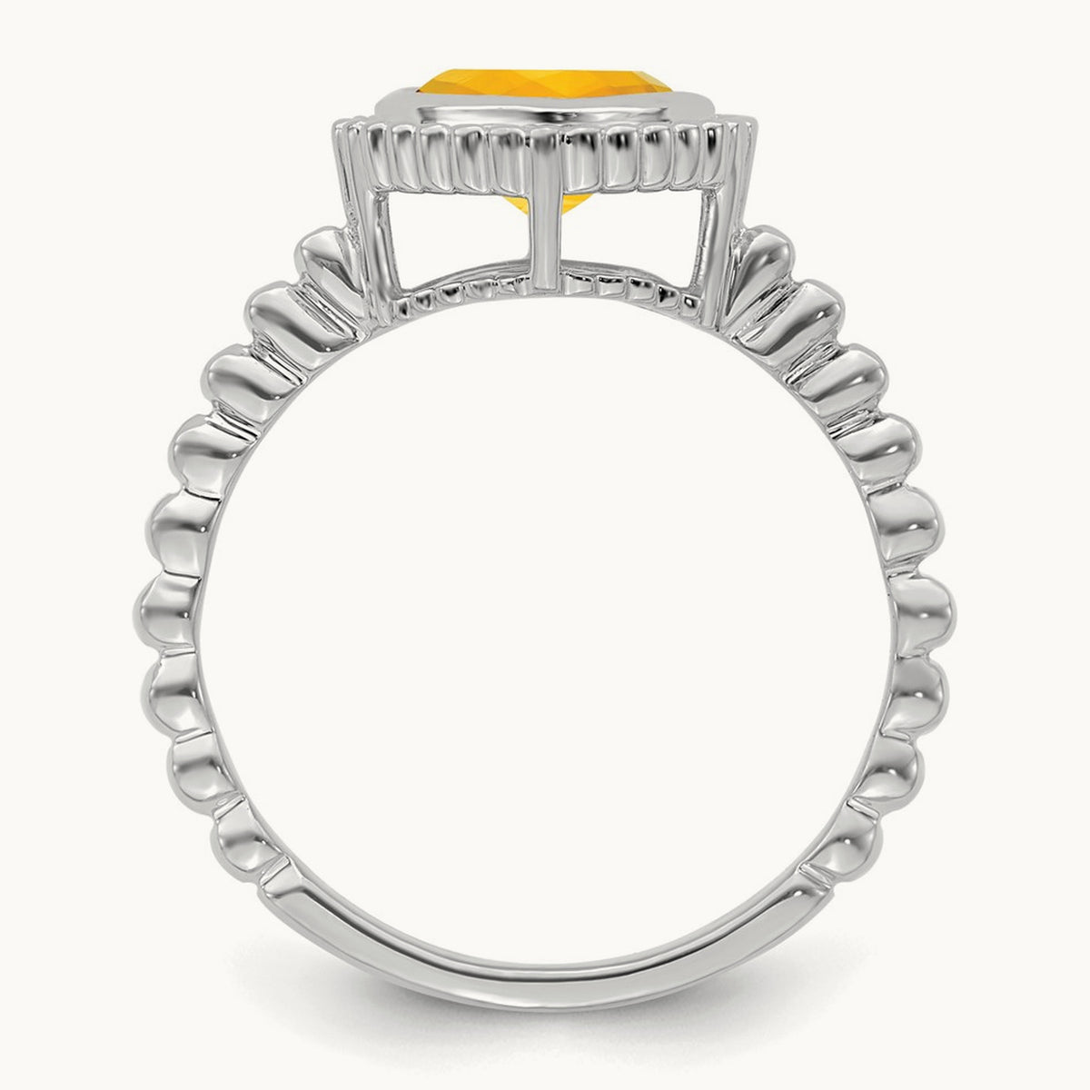 Cushion Citrine Ring — 14K White Gold, 7