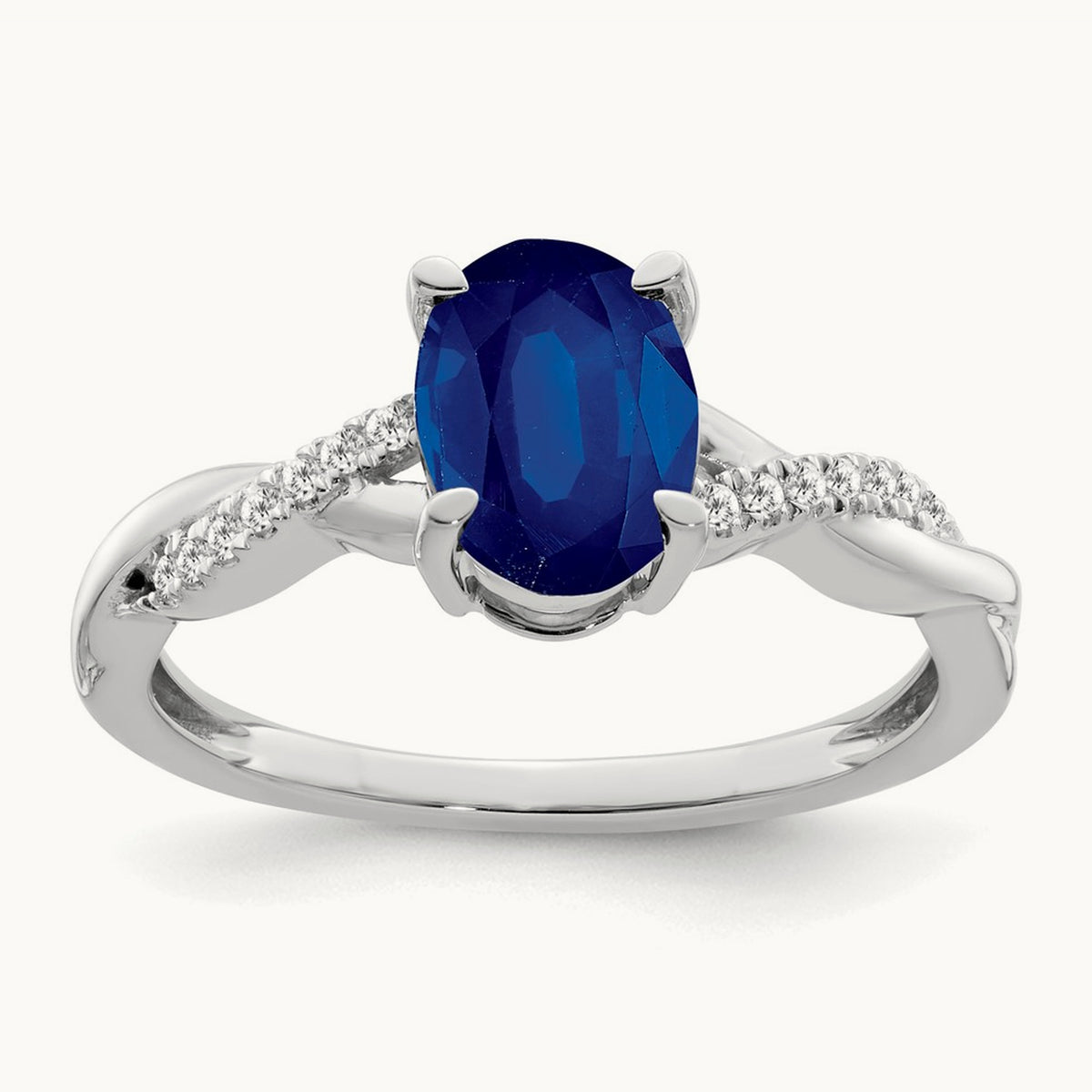 Oval Sapphire and Diamond Ring, 14K White Gold