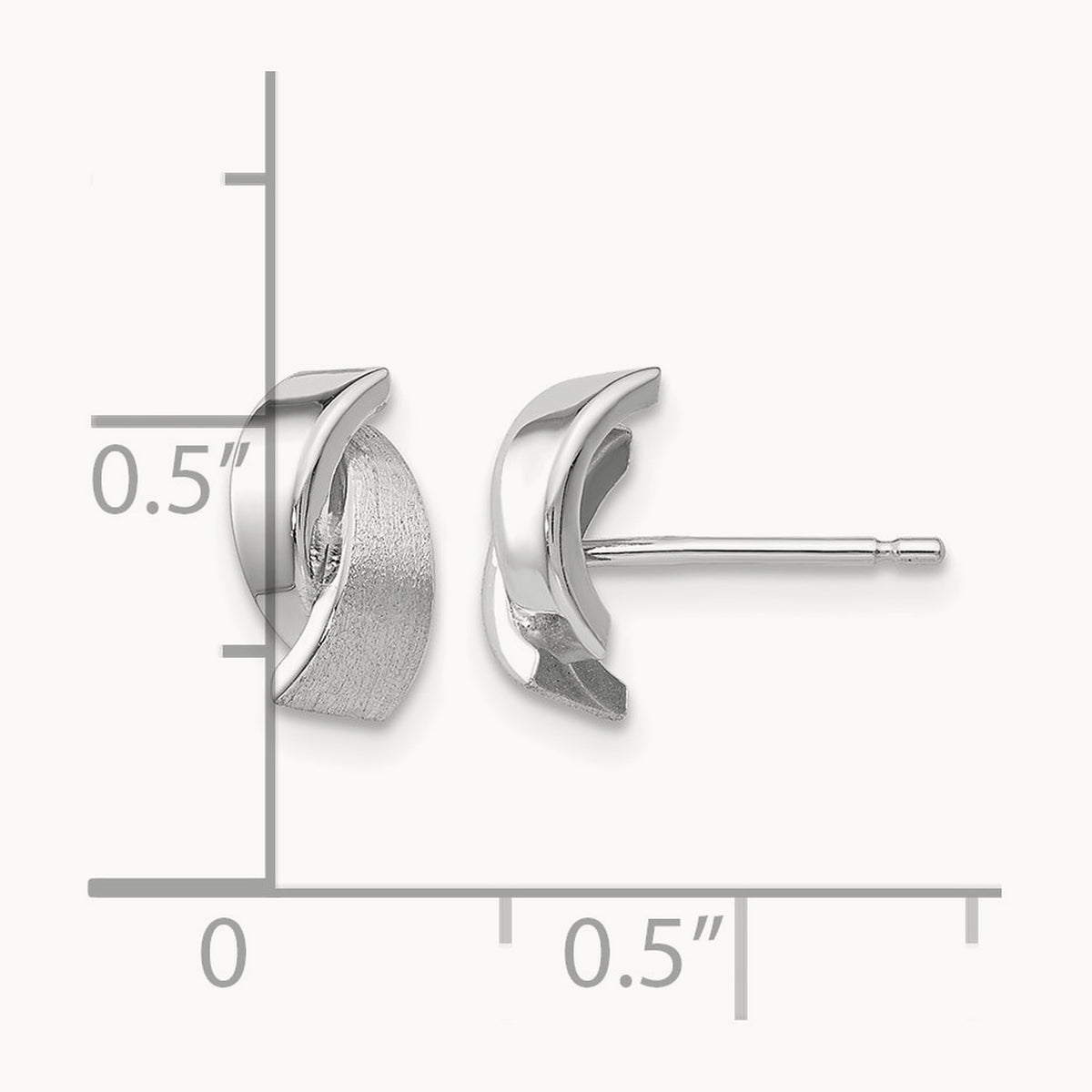 Polished & Satin Fancy Post Earrings, 14K White Gold