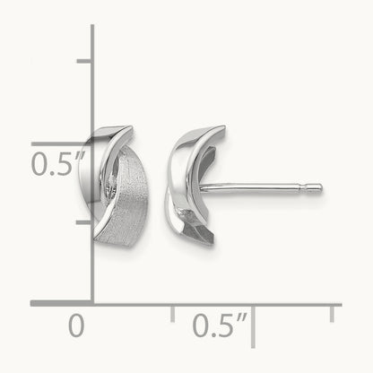Polished & Satin Fancy Post Earrings, 14K White Gold