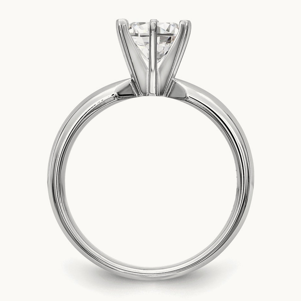 1ct. Medium-Wt Comfort-Fit 6-Prong Ring Mounting, 14K White Gold