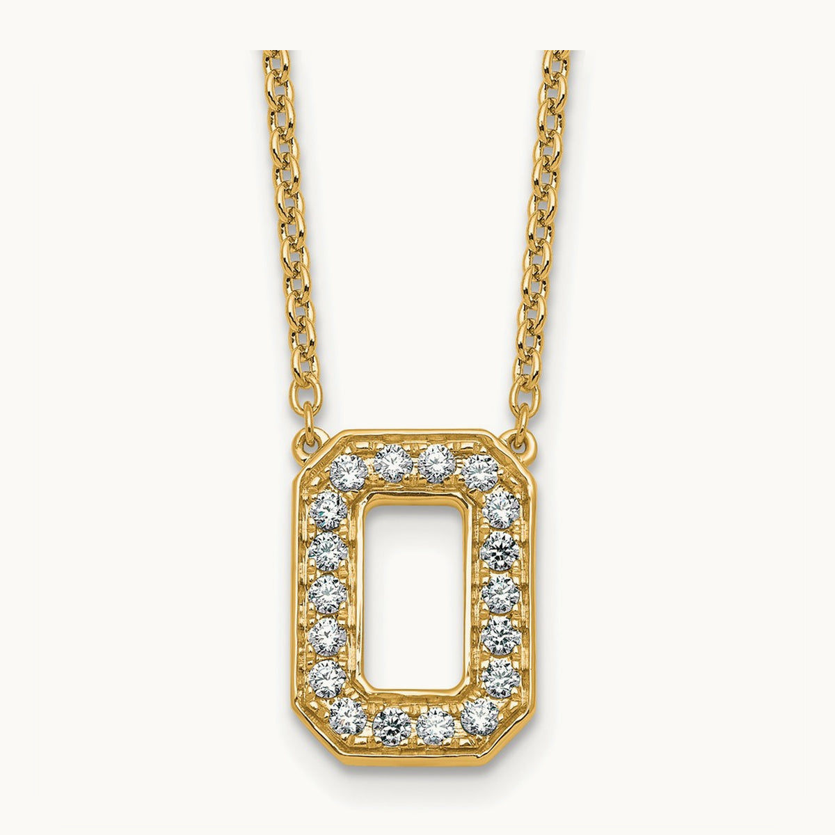 Initial Necklace — 14K Yellow Gold, O, 1/3 ct