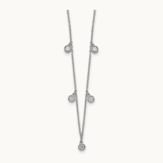5-station Diamond 18in Necklace — 14K White Gold