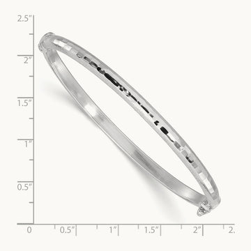 Diamond-cut and Laser-cut Hinged Bangle Bracelet, 14K White Gold