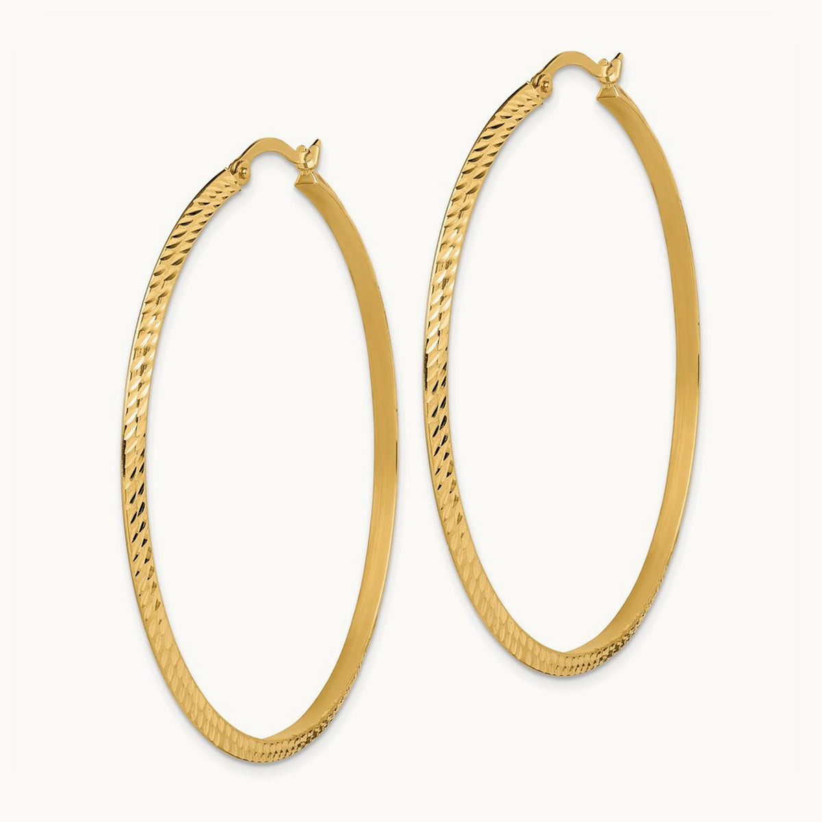 Polished Diamond-Cut Hoop Earrings — 52mm