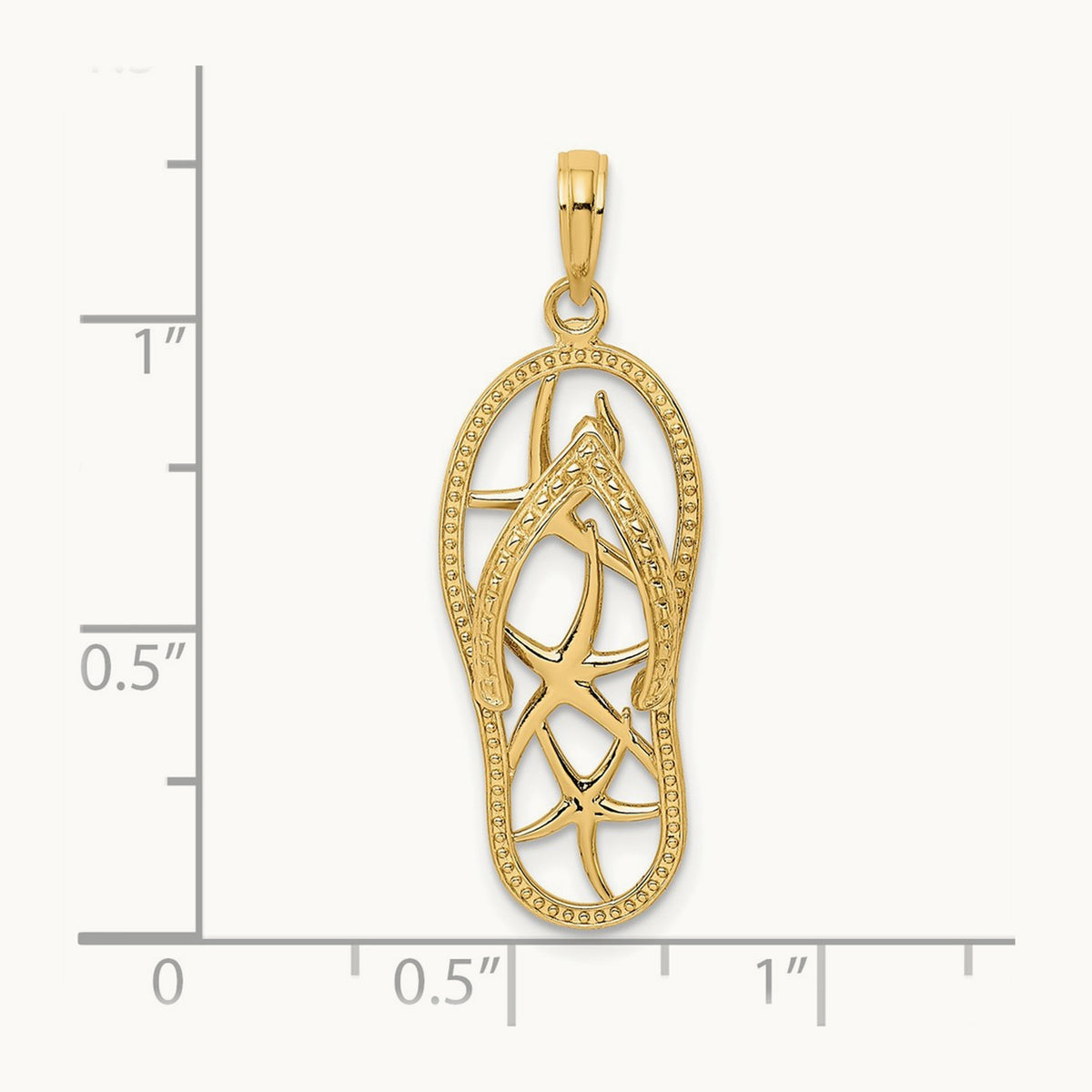 Multi Starfish Flip-Flop Charm, 14K