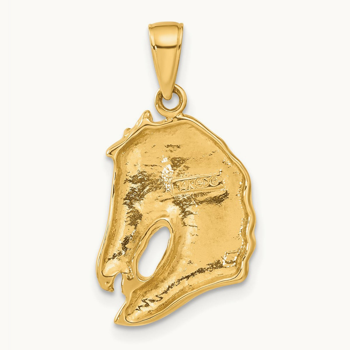 Solid Polished Open-Backed Horse Head Pendant, 14K