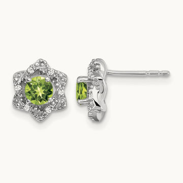Peridot and Diamond Post Earrings — photo set