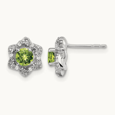 Peridot and Diamond Post Earrings — photo set
