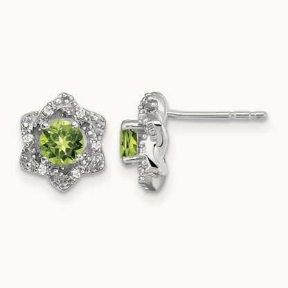 Peridot and Diamond Post Earrings — photo set