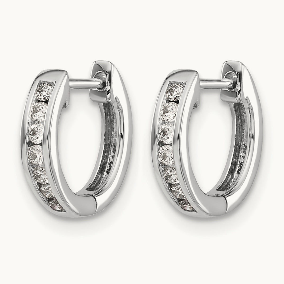 Diamond Hinged Hoop Earrings — 13mm