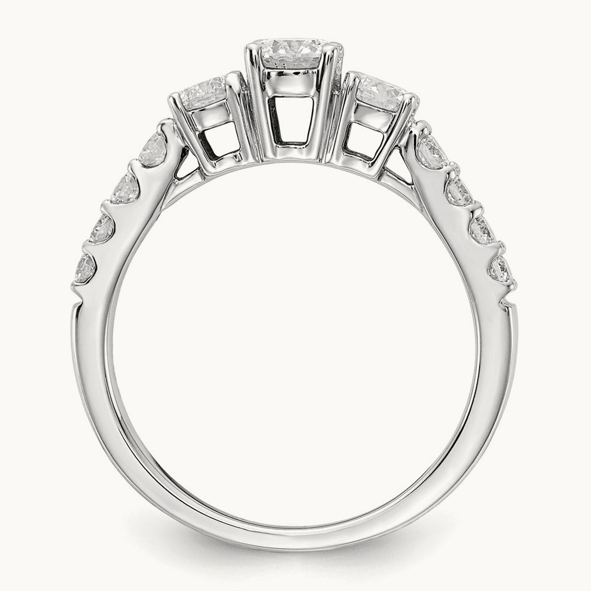 Round Semi-Mount 3 Stone Engagement Ring, 0.75-1.50 ct tw Lab-Grown Diamond — 7/8 ct · VS/SI (Great), 14K White Gold