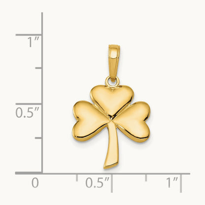 Polished Solid Shamrock Pendant, 14K
